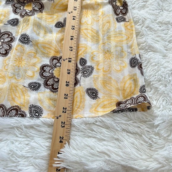 LOft Womens Top Size Medium Petite Yellow Brown Floral Crochet Boho 14163 - Picture 5 of 7